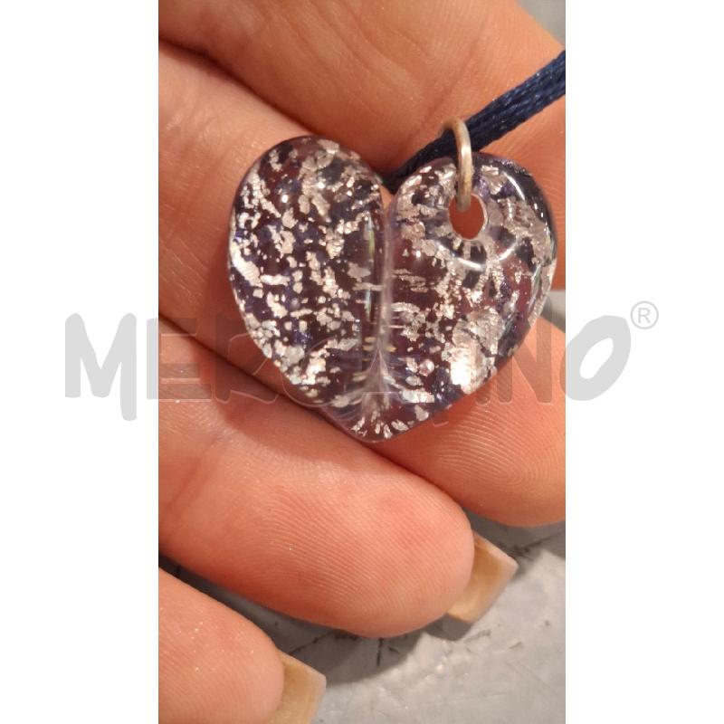 COLLANA CIONDOLO MURANO  VIOLA CUORE | Mercatino dell'Usato Salerno fratte 2
