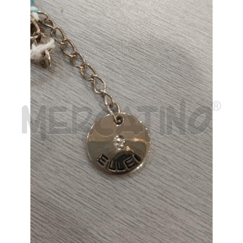 COLLANA CIONDOLO VERDE FIORE CON PERLINE AZZURRE E | Mercatino dell'Usato Salerno fratte 4