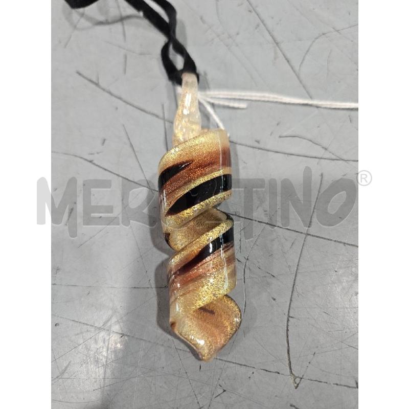 COLLANA CIONDOLO VETRO MURANO DORATO MARRONE SPIRALE | Mercatino dell'Usato Salerno fratte 2