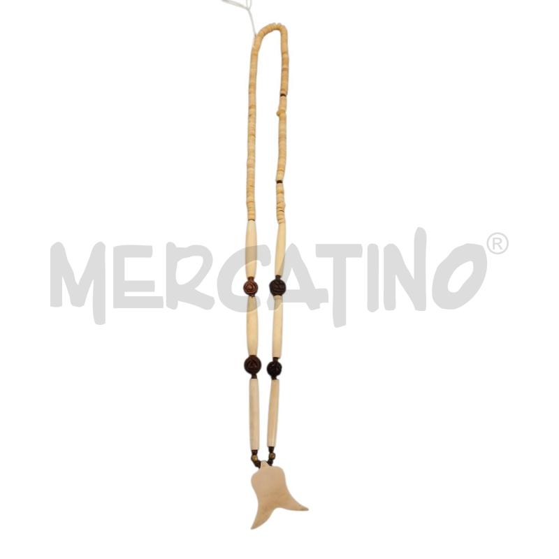 COLLANA ETNICA LEGNO OSSO CON PINNA | Mercatino dell'Usato Salerno fratte 1