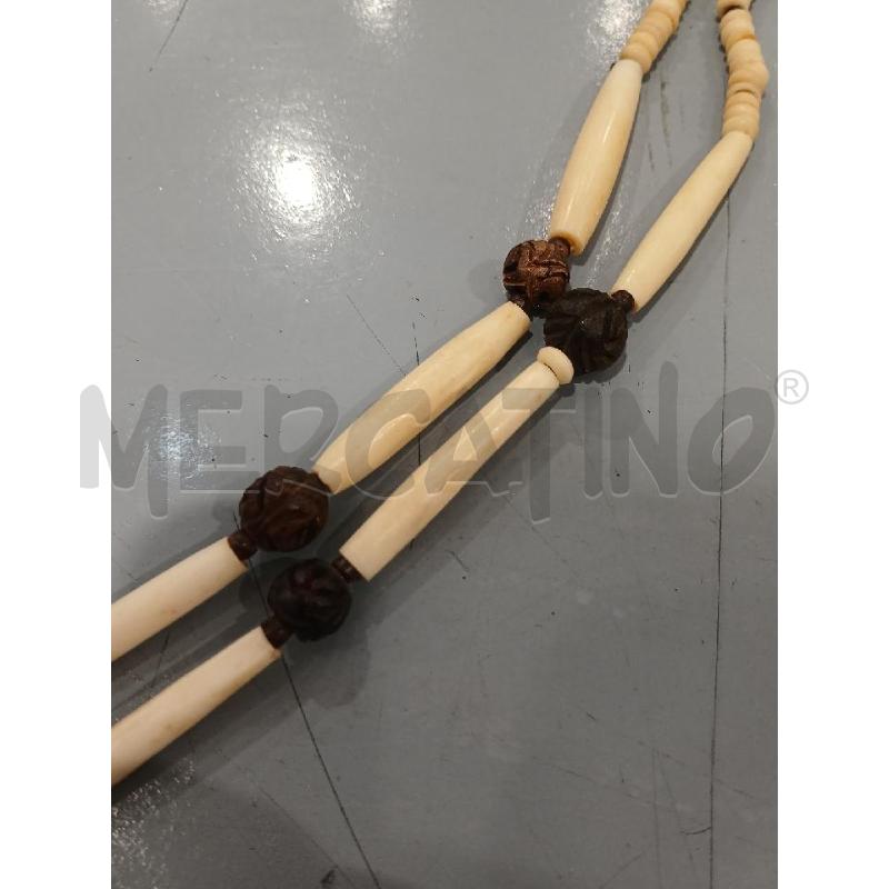 COLLANA ETNICA LEGNO OSSO CON PINNA | Mercatino dell'Usato Salerno fratte 2