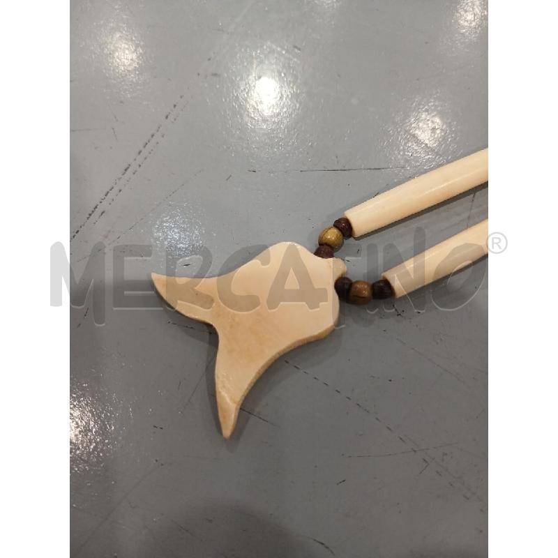 COLLANA ETNICA LEGNO OSSO CON PINNA | Mercatino dell'Usato Salerno fratte 3