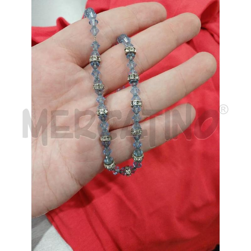 COLLANA GIROCOLLO PIETRINE CELESTE  | Mercatino dell'Usato Salerno fratte 2