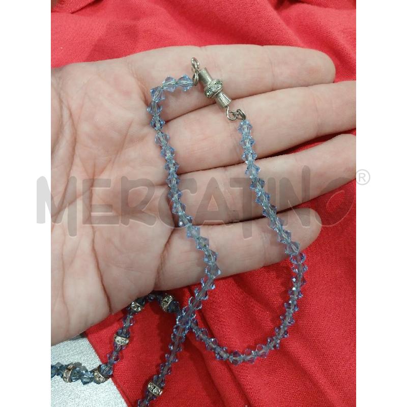 COLLANA GIROCOLLO PIETRINE CELESTE  | Mercatino dell'Usato Salerno fratte 3