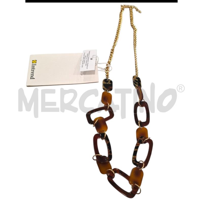 COLLANA INTREND CATENA DORATA RETTANGOLI MARRONI7ANIMALIER 74+6 | Mercatino dell'Usato Salerno fratte 1