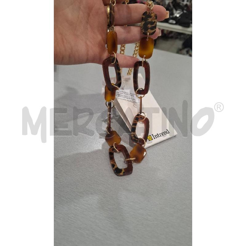 COLLANA INTREND CATENA DORATA RETTANGOLI MARRONI7ANIMALIER 74+6 | Mercatino dell'Usato Salerno fratte 2