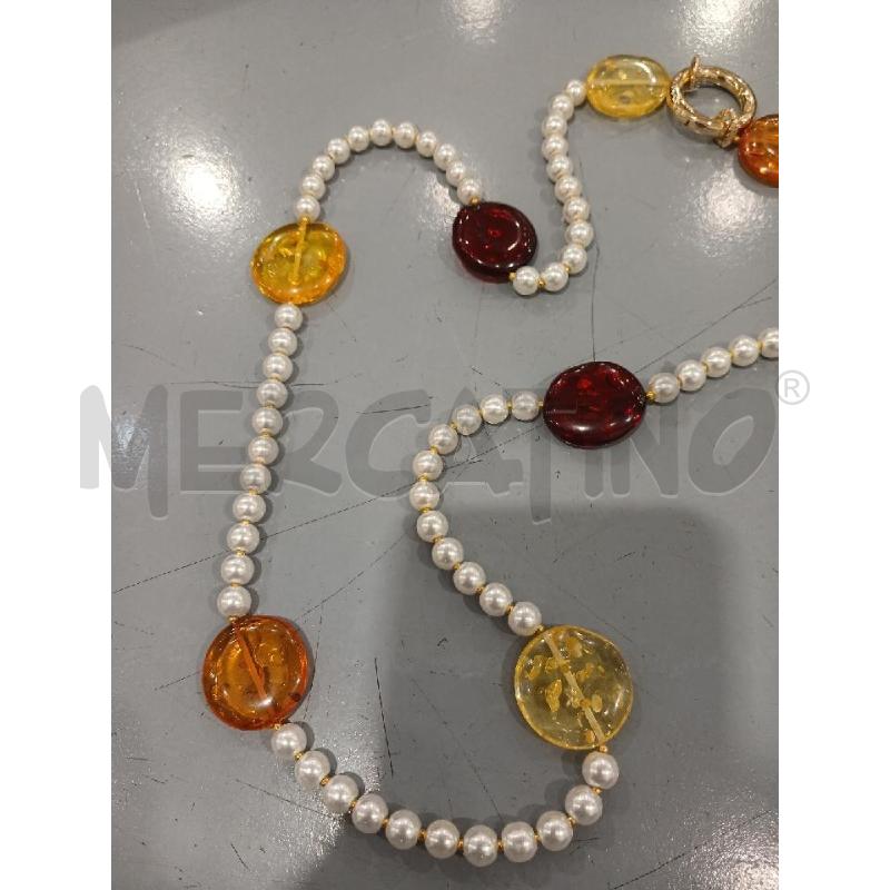 COLLANA KULTO CON PERLINE E SFERE AMBRATE | Mercatino dell'Usato Salerno fratte 2