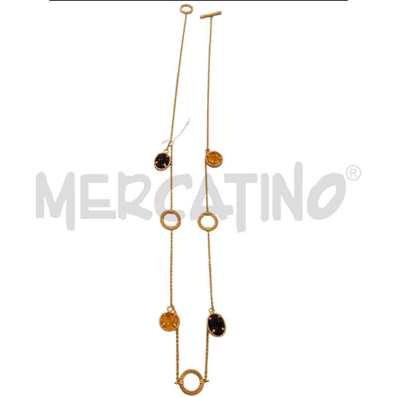 COLLANA MORELLATO COLOR ORO PIETRE ARANCIO E NERE | Mercatino dell'Usato Salerno fratte 1