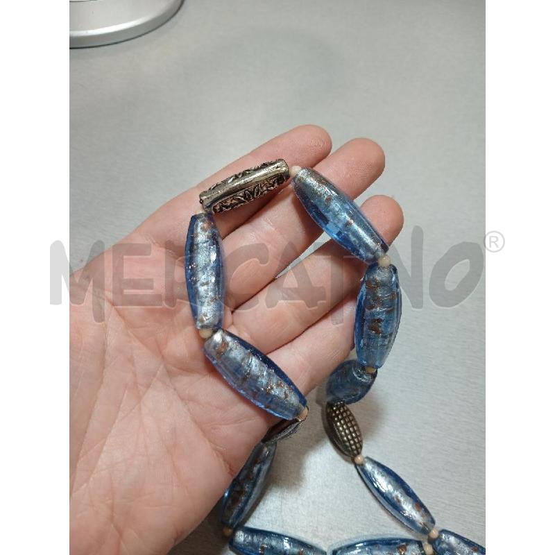 COLLANA PERLINE VETRO FORMA ALLUNGATA CELESTE | Mercatino dell'Usato Salerno fratte 2