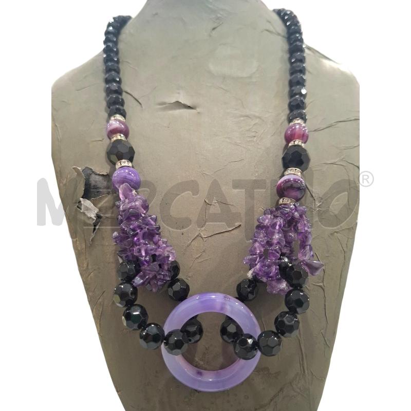 COLLANA PIETRE NERE E VIOLA | Mercatino dell'Usato Salerno fratte 1