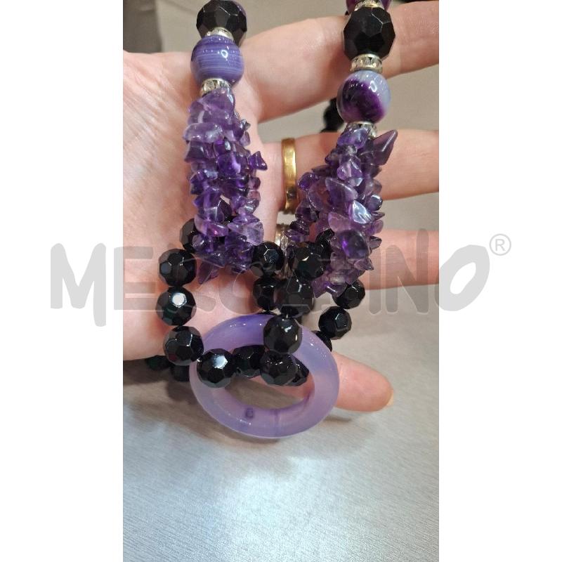 COLLANA PIETRE NERE E VIOLA | Mercatino dell'Usato Salerno fratte 2