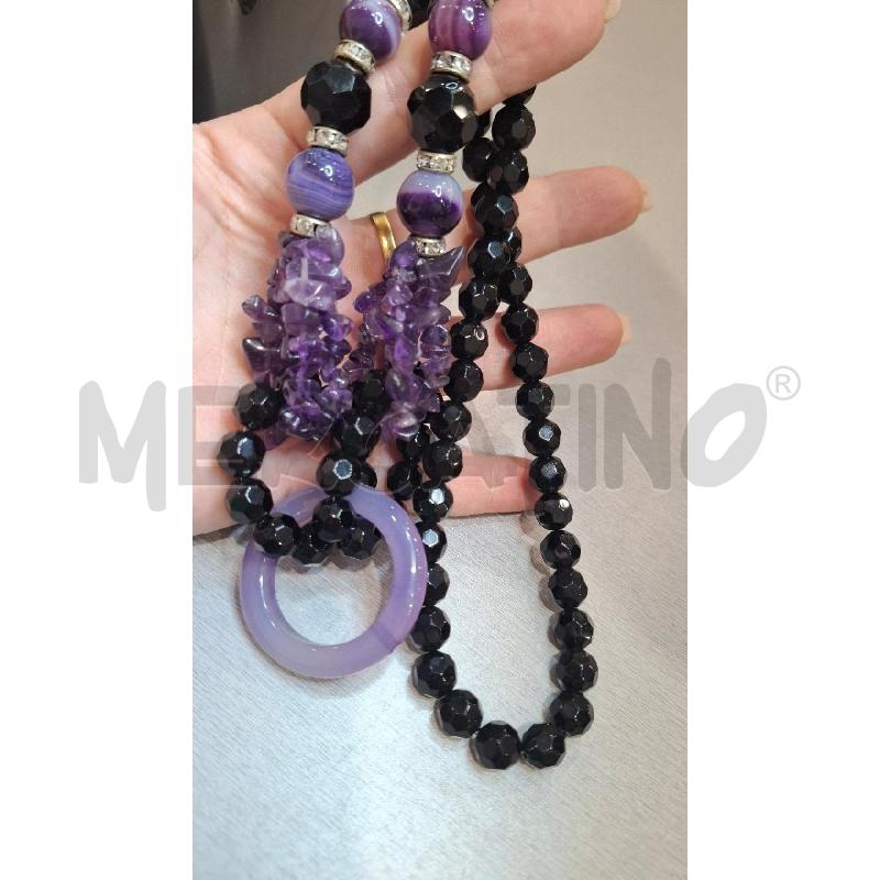 COLLANA PIETRE NERE E VIOLA | Mercatino dell'Usato Salerno fratte 3