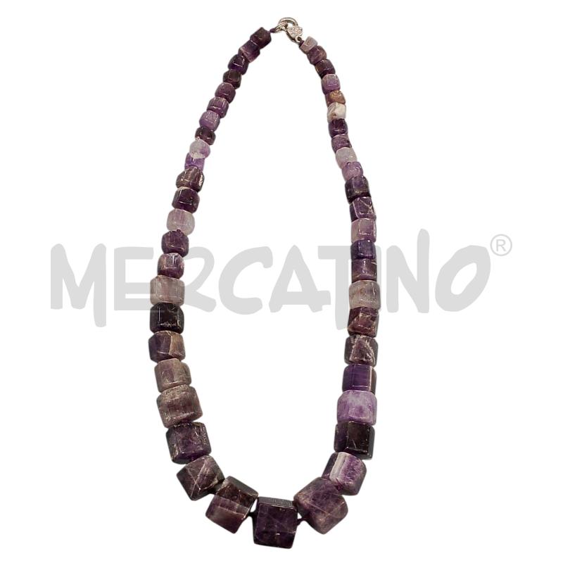 COLLANA PIETRE VIOLA CILINDRICHE | Mercatino dell'Usato Salerno fratte 1