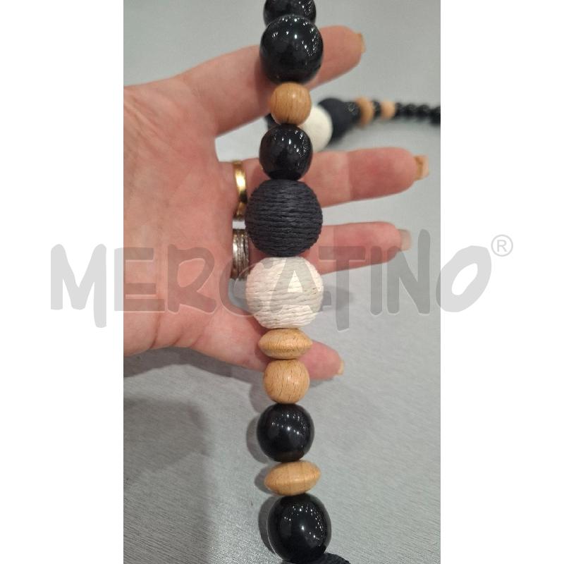 COLLANA SFERE BIANCHE NERE MARRONI 92 CM CIRCA | Mercatino dell'Usato Salerno fratte 2