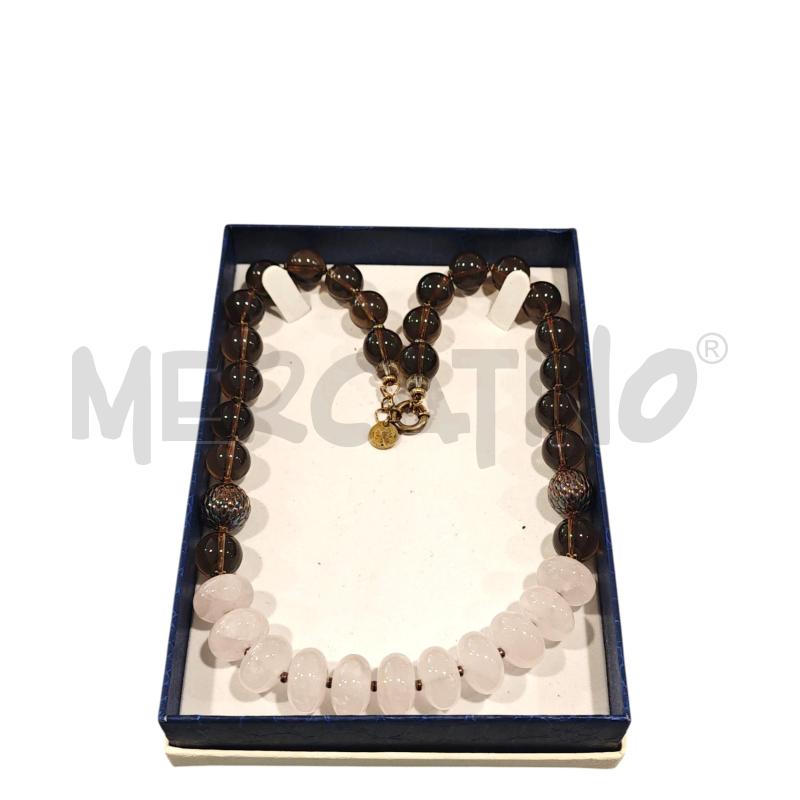 COLLANA VIA DEI CONDOTTI PIETRE DURE ROSA E MARRONI | Mercatino dell'Usato Salerno fratte 1