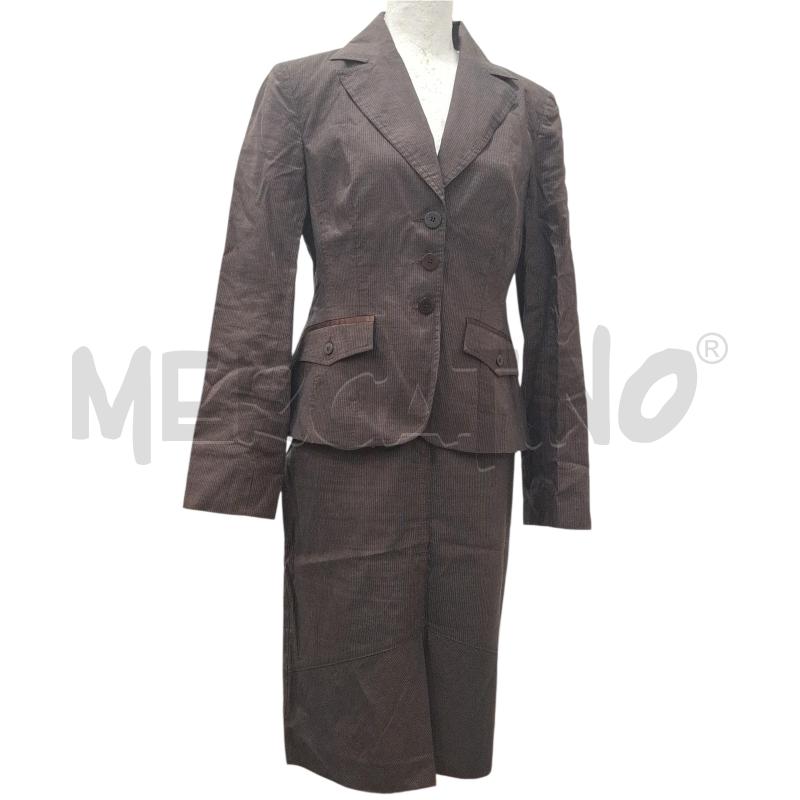 COMPLETO DONNA CLASS MARRONE GESSATO MISTO LINO7COTONE | Mercatino dell'Usato Salerno fratte 1