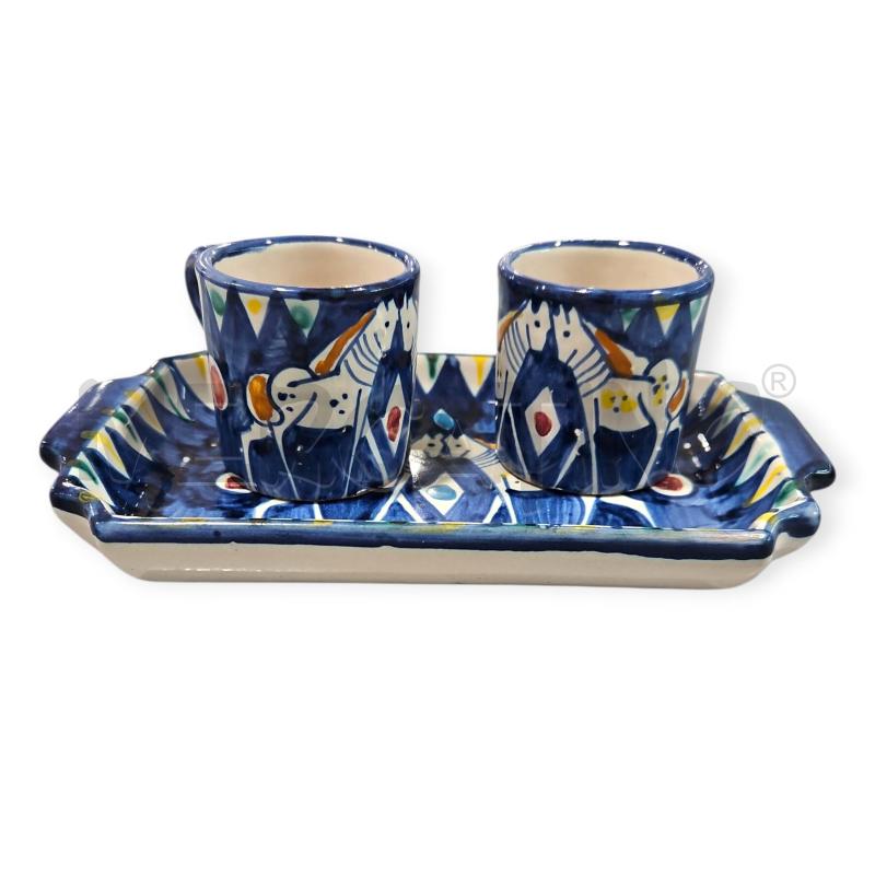 COPPIA TAZZINE BENVENUTO APICELLA BLU CAVALLI CERAMICAVIETRESE CON VASSOIO | Mercatino dell'Usato Salerno fratte 1