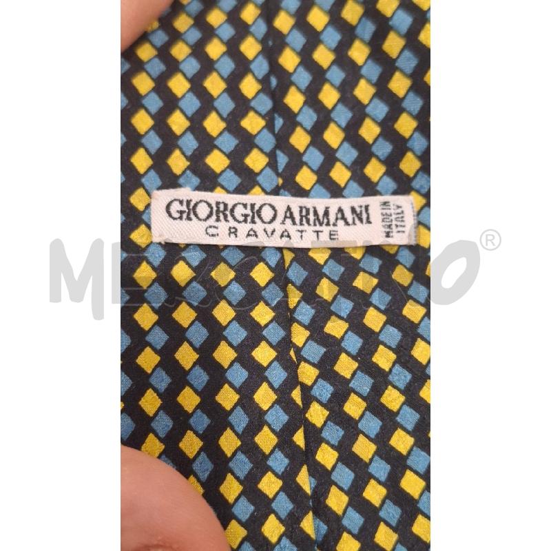 CRAVATTA GIORGIO ARMANI MINI ROMBI GIALLI CELESTI NERI SETA | Mercatino dell'Usato Salerno fratte 2