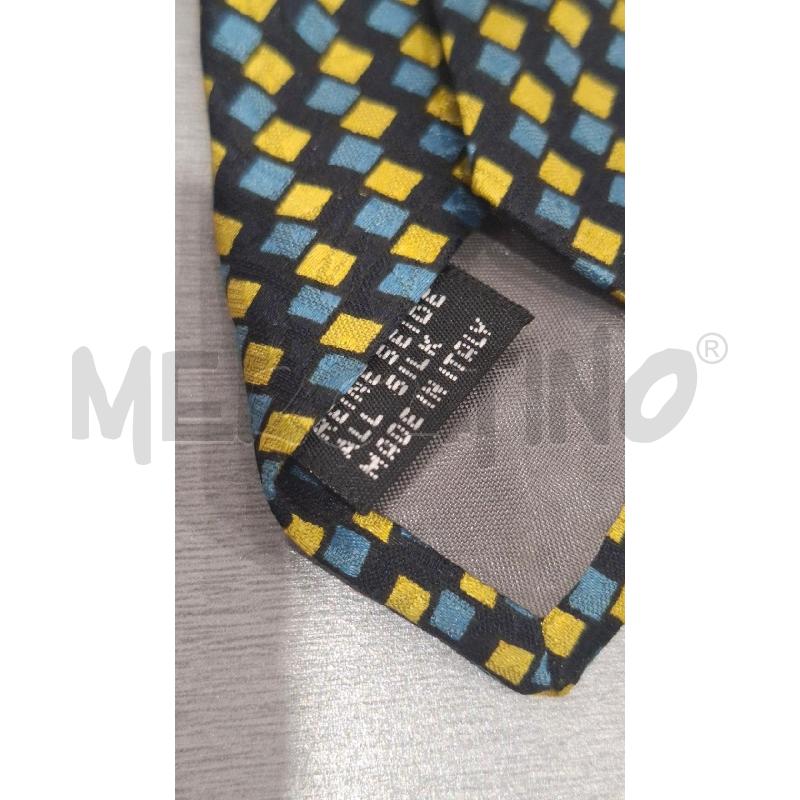 CRAVATTA GIORGIO ARMANI MINI ROMBI GIALLI CELESTI NERI SETA | Mercatino dell'Usato Salerno fratte 3