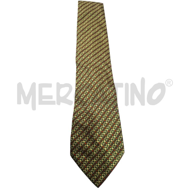 CRAVATTA VINTAGE FENDI SETA TRAMA GEOMETRICA ARANCIO VERDE GIALLA | Mercatino dell'Usato Salerno fratte 1