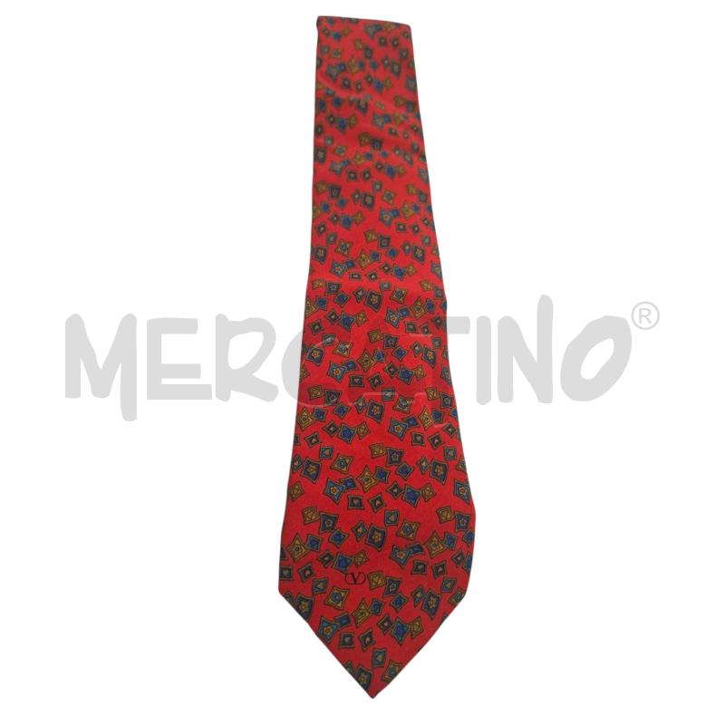 CRAVATTA VINTAGE VALENTINO SETA ROSSA MOTIVO GEOMETRICO | Mercatino dell'Usato Salerno fratte 1