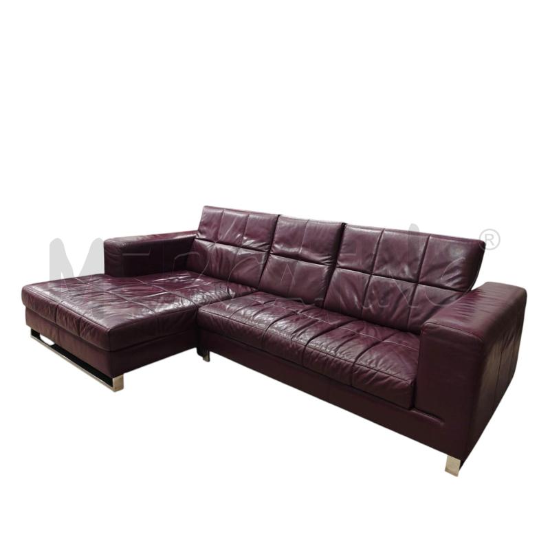 DIVANO 3 POSTI PELLE CON CHAISE LONGUE PRUGNA 300 X 170 CM SEDUTE D'ARTE CON CERTIFICATO | Mercatino dell'Usato Salerno fratte 1