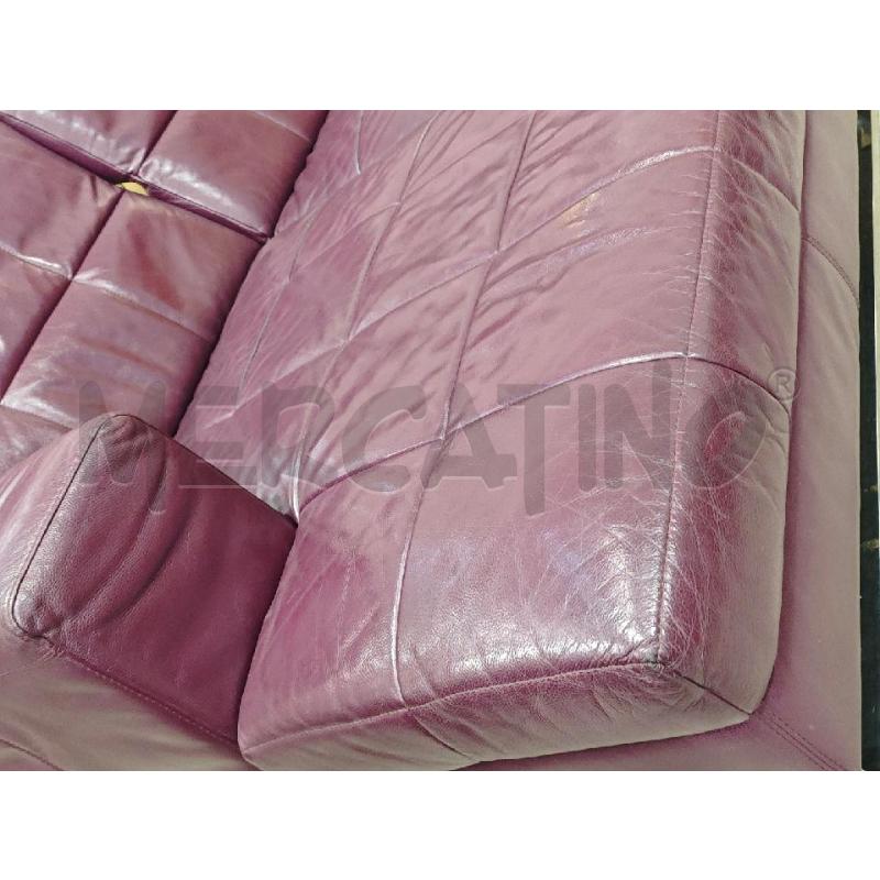 DIVANO 3 POSTI PELLE CON CHAISE LONGUE PRUGNA 300 X 170 CM SEDUTE D'ARTE CON CERTIFICATO | Mercatino dell'Usato Salerno fratte 3