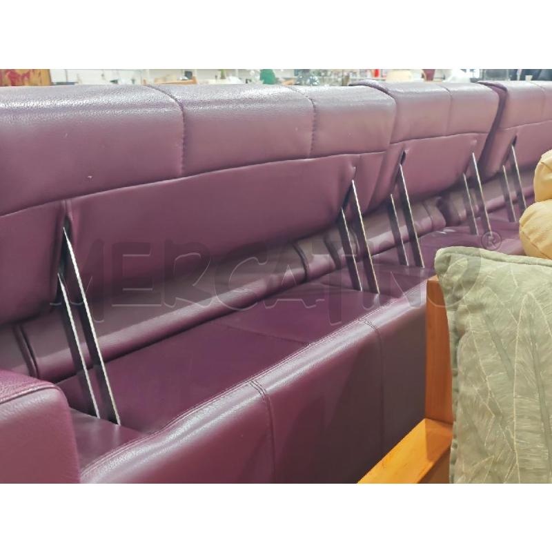DIVANO 3 POSTI PELLE CON CHAISE LONGUE PRUGNA 300 X 170 CM SEDUTE D'ARTE CON CERTIFICATO | Mercatino dell'Usato Salerno fratte 4