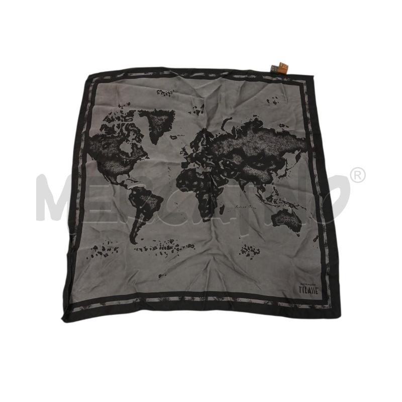 FOULARD PRIMA CLASSE GRIGIO/NERO 100X100 SETA | Mercatino dell'Usato Salerno fratte 1