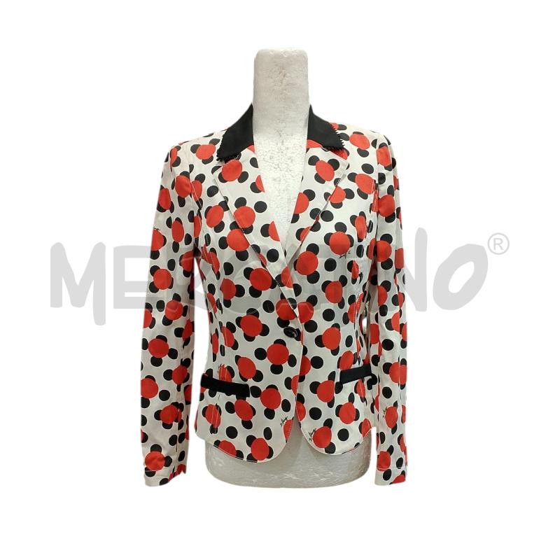 GIACCA DONNA 2MAGGIO BASE BIANCA POIS ARANCIO E NERI | Mercatino dell'Usato Salerno fratte 1