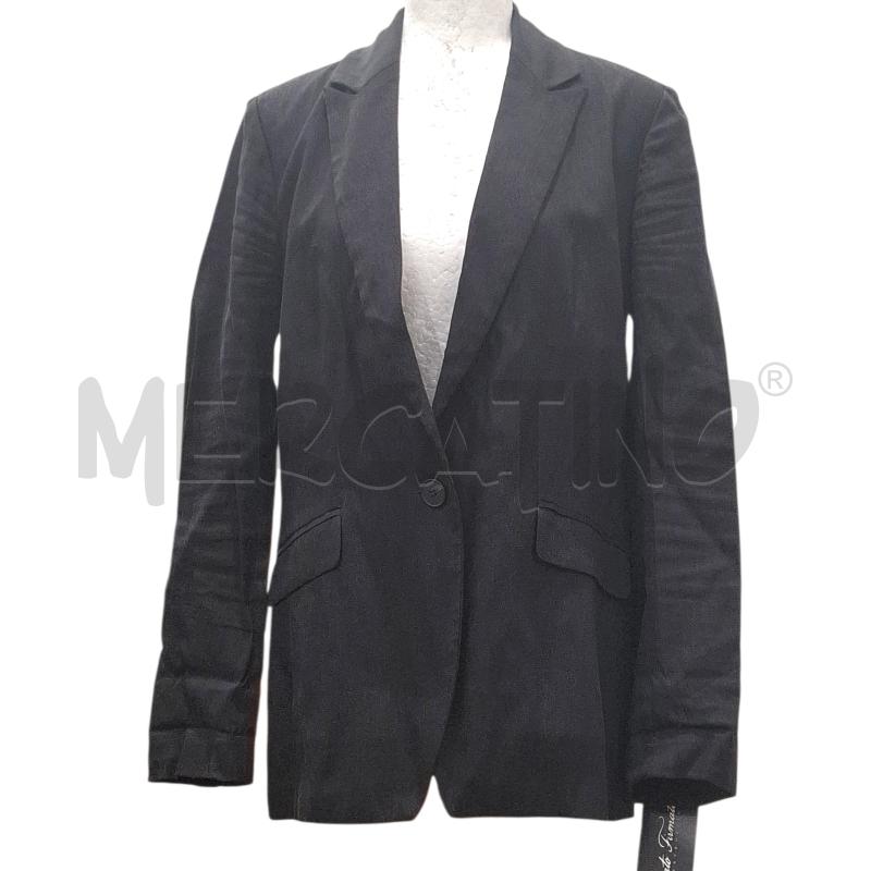 GIACCA DONNA FALCONERI NERA MOD. LUNGO BLAZER MISTO LINO | Mercatino dell'Usato Salerno fratte 1
