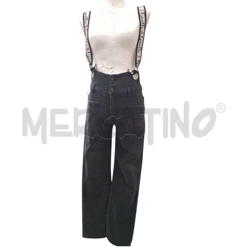 JEANS DONNA GAELLE PARIS NERO CON BRETELLE | Mercatino dell'Usato Salerno fratte 1