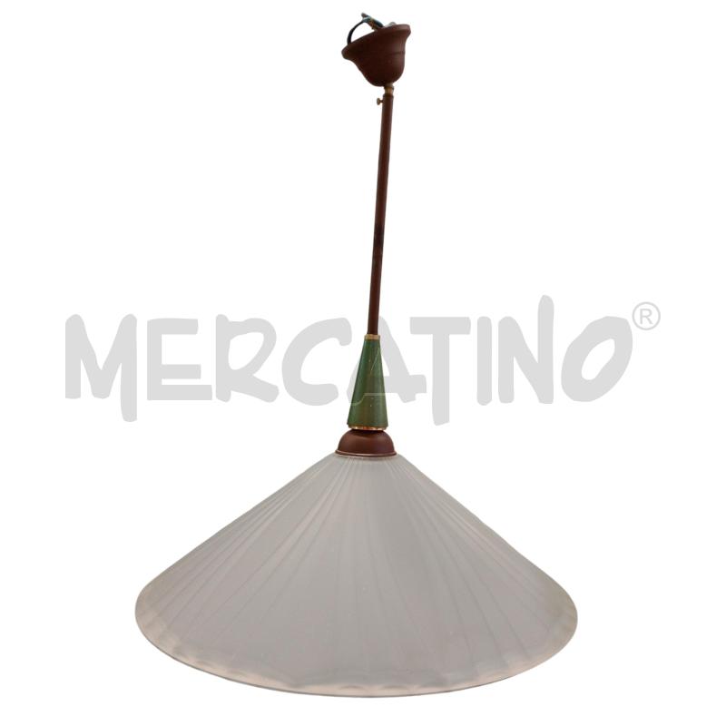 LAMPADARIO VETRO CONO SATINATO BARRA DETT MARRONI VERDI | Mercatino dell'Usato Salerno fratte 1