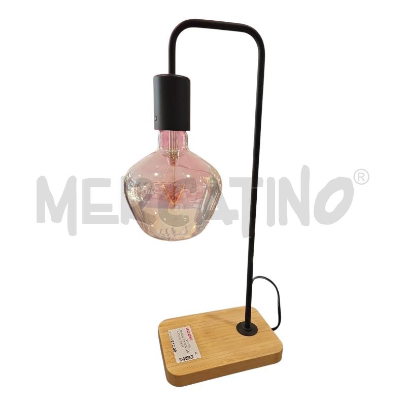 LAMPADA CON BASE LEGNO E STRUTTURA NERA | Mercatino dell'Usato Salerno fratte 2