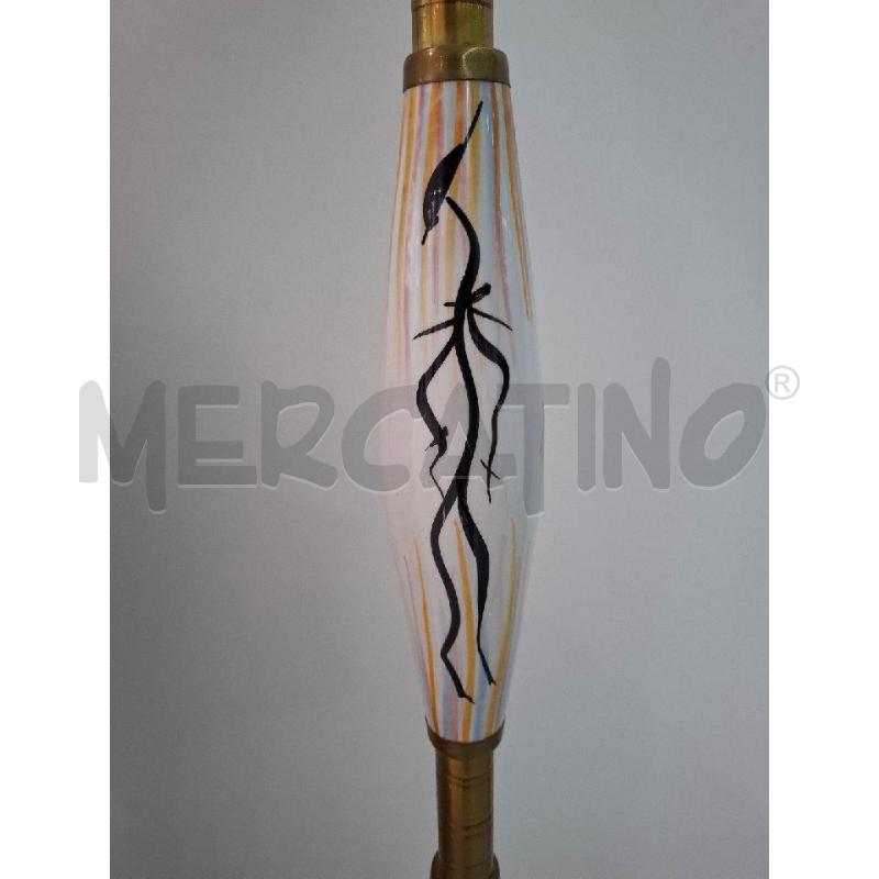 LAMPADA PIANTANA STELO IN BRONZO E CERAMICA STILE GIO PONTI | Mercatino dell'Usato Salerno fratte 4