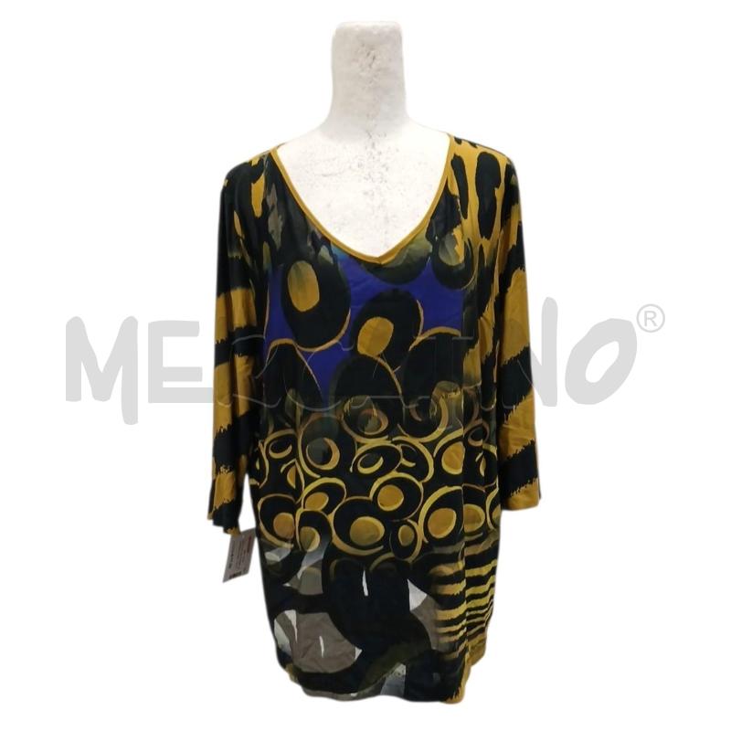 MAGLIA BLUSA DONNA LEI DI MIRELLA MATTEINI TG 47 NERA CERCHI GIALLI DEC BLU  | Mercatino dell'Usato Salerno fratte 1