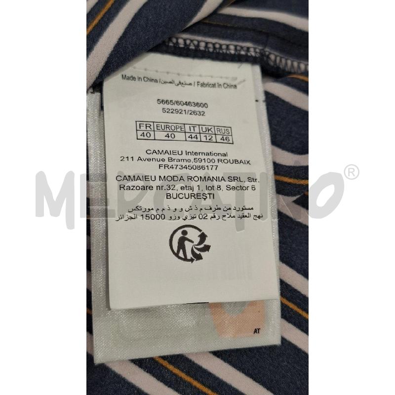 MAGLIA DONNA CAMAIEU RIGHE BLU ROSA MARRONCINE | Mercatino dell'Usato Salerno fratte 4