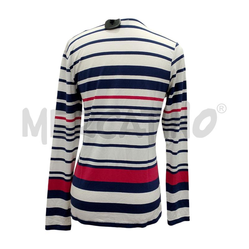 MAGLIA DONNA CAMOMILLA RIGHE BLU BIANCHE ROSSE NODO ALLA MARINARA APPL. | Mercatino dell'Usato Salerno fratte 2