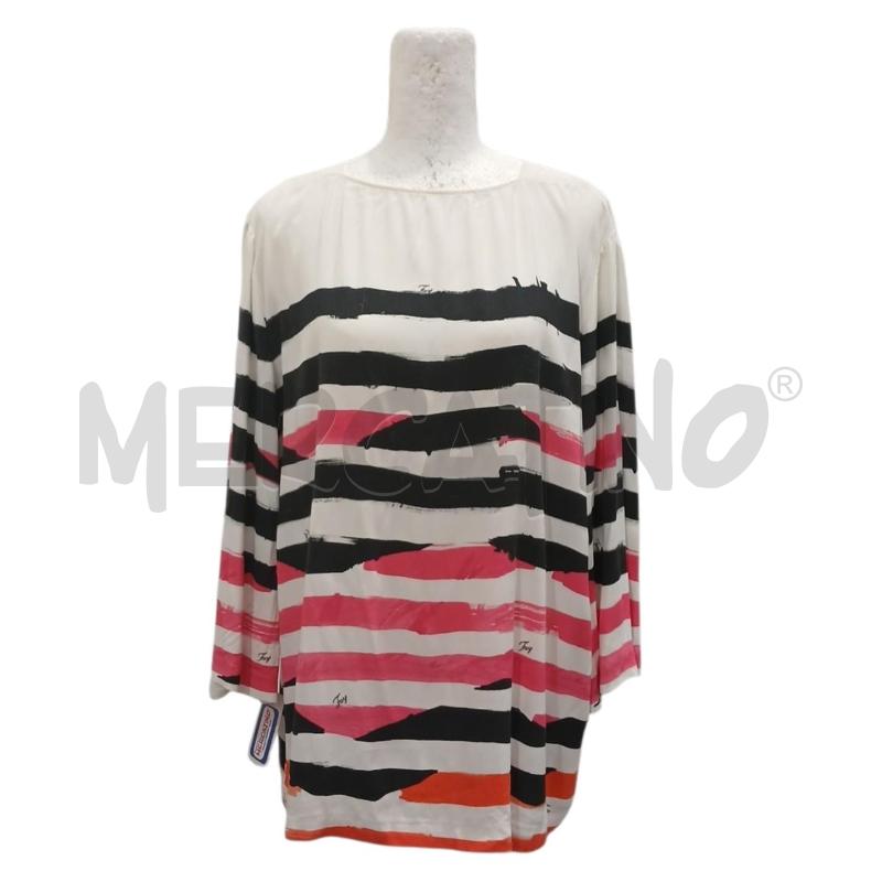 MAGLIA DONNA FAY BASE BIANCA RIGHE NERE ROSA | Mercatino dell'Usato Salerno fratte 1