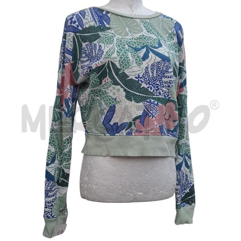 MAGLIA DONNA TOMMY JEANS VERDE MENTA FOGLIE DISEGNATE | Mercatino dell'Usato Salerno fratte 1