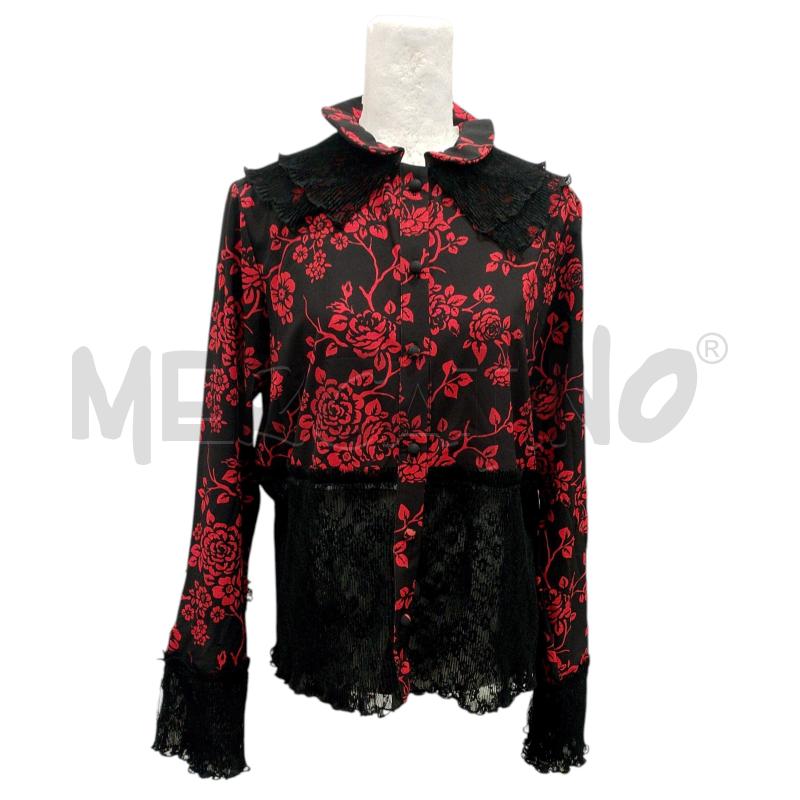 MAGLIA DONNA  GIUSEPPE DI MORABITO NERA ROSE ROSSE 100X100 SETA | Mercatino dell'Usato Salerno fratte 1