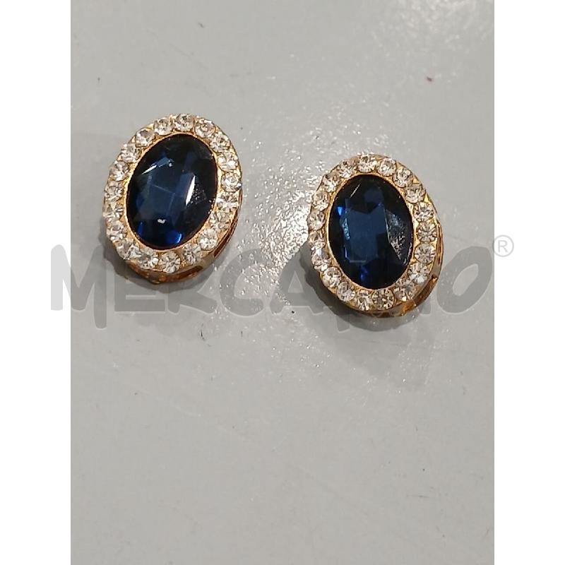ORECCHINI PIETRA BLU OVALE CENTRALE PIETRINE BIANCHE CONT. | Mercatino dell'Usato Salerno fratte 4