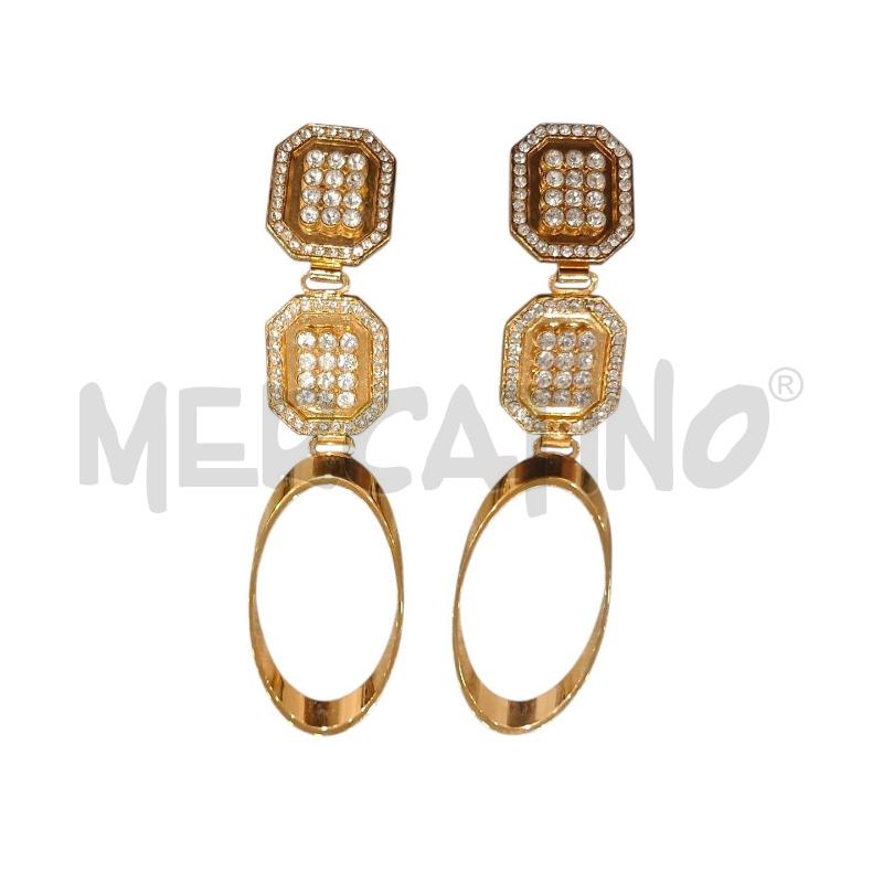 ORECCHINI VINTAGE PEND. DORATI PAVE' DI STRASS TRASPARENTI | Mercatino dell'Usato Salerno fratte 1