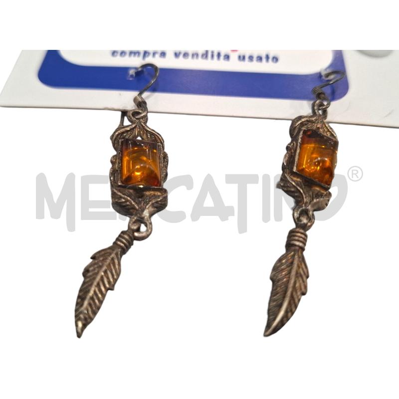 ORECCHINI VINTAGE PEND. FOGLIA PIETRA ARANCIO | Mercatino dell'Usato Salerno fratte 1