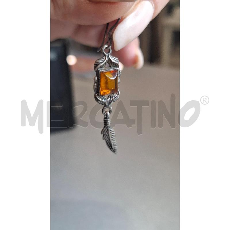 ORECCHINI VINTAGE PEND. FOGLIA PIETRA ARANCIO | Mercatino dell'Usato Salerno fratte 4