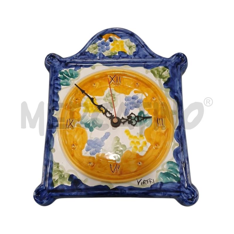 OROLOGIO FALCONE CERAMICA BLU DECORI GIALLI FUNZIONANTE | Mercatino dell'Usato Salerno fratte 1