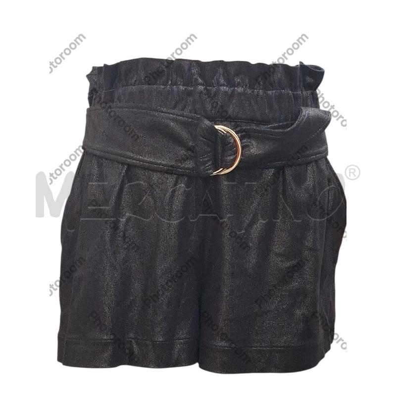 PANTALONCINO DONNA PATRIZIA PEPE NERO BRILLANTINATO CON CINTURA | Mercatino dell'Usato Salerno fratte 1
