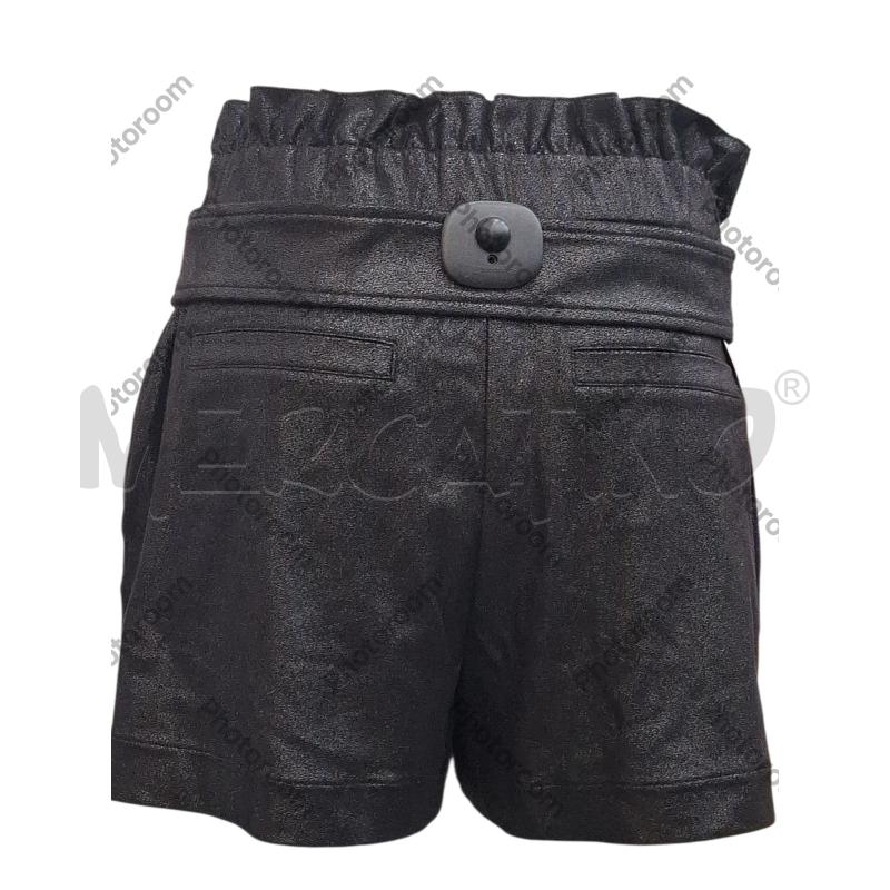 PANTALONCINO DONNA PATRIZIA PEPE NERO BRILLANTINATO CON CINTURA | Mercatino dell'Usato Salerno fratte 2