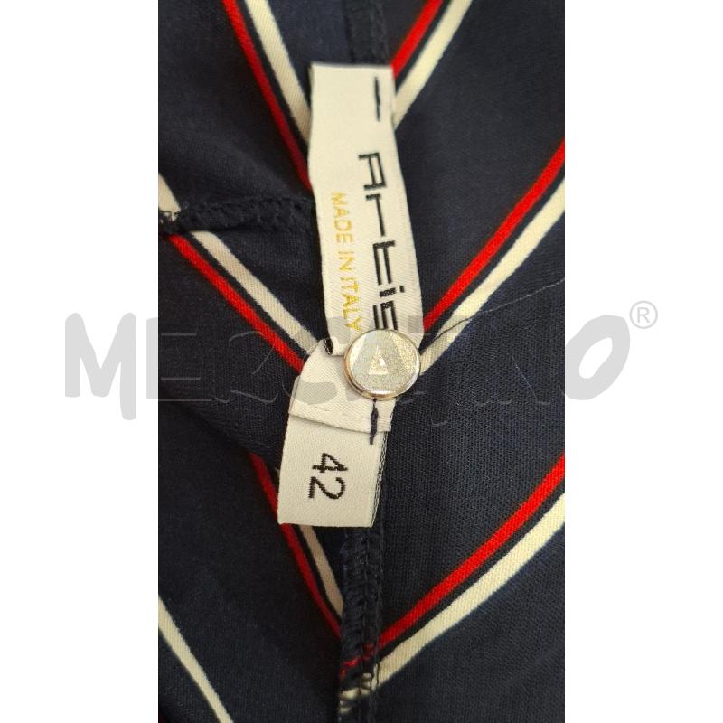 PANTALONE DONNA ARTIGLI BLU NAVY RIGHE OBL. ROSSE/BIANCHE | Mercatino dell'Usato Salerno fratte 3