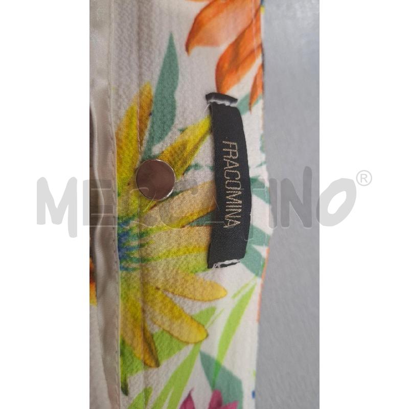PANTALONE DONNA FRACOMINA BIANCO FIORI TROPICALI PANTAPALAZZO TG 42 | Mercatino dell'Usato Salerno fratte 3